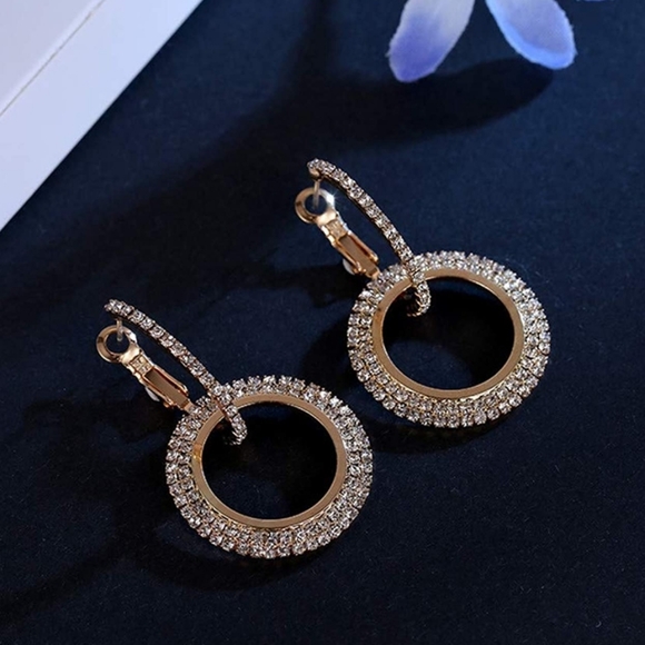 Jewelry - Sparkle Circle CZ Gold Tone Earrings